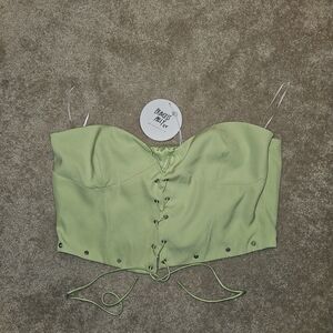 Lime Green Lace-Up Corset Top